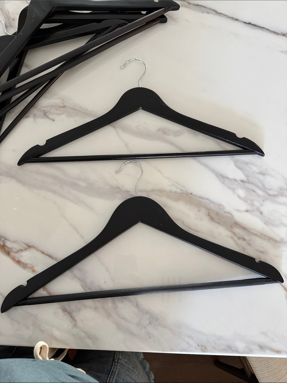 Black Wooden Hangers Set of 8